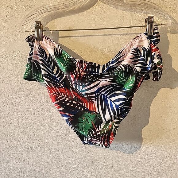 Meet Curve Swimsuit Blue Black Tropical Floral XXL Two Piece 2xl Bikini new - Picture 7 of 7